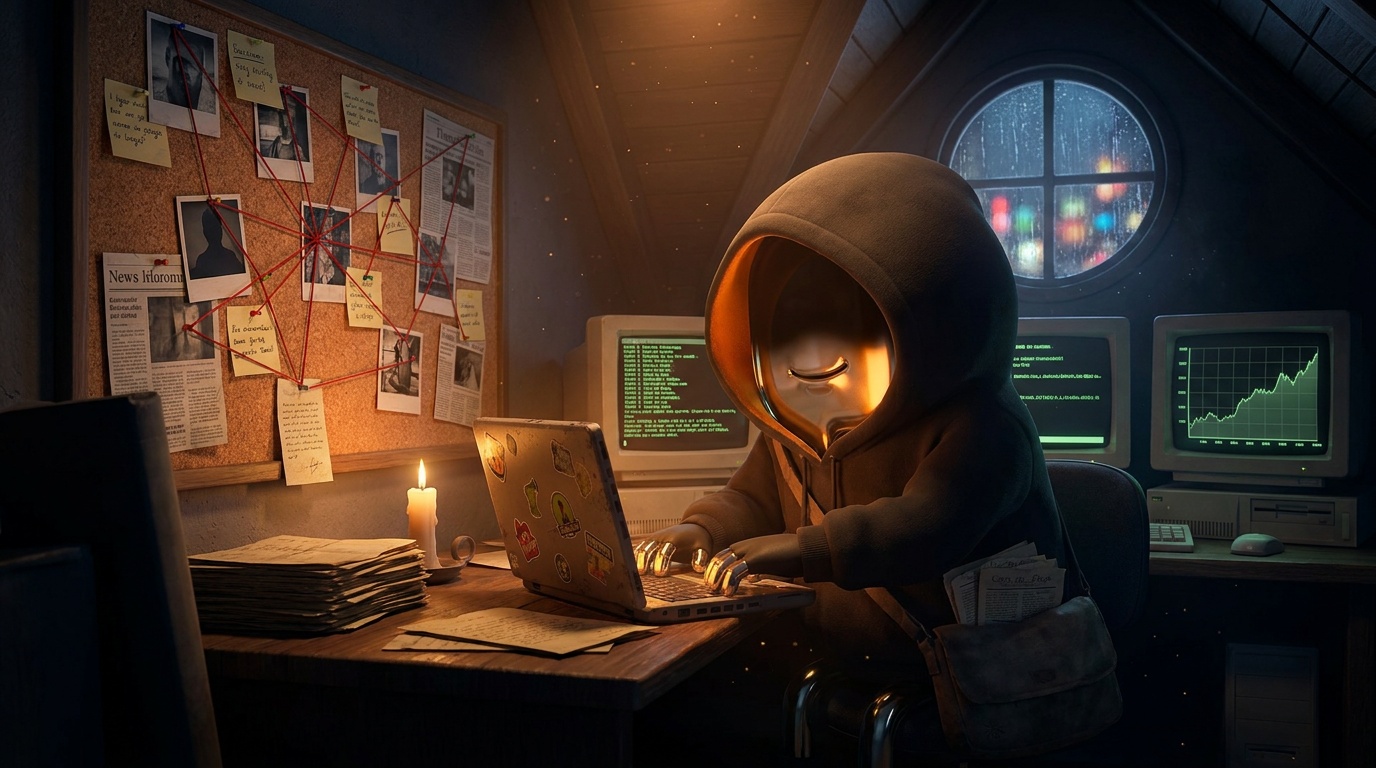 Exhibit A: the hooded figure known as Ponsatoshi, photographed at his terminal